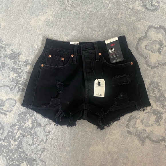 Levi's Pants - Levi's 501 Black Distressed Jean Shorts